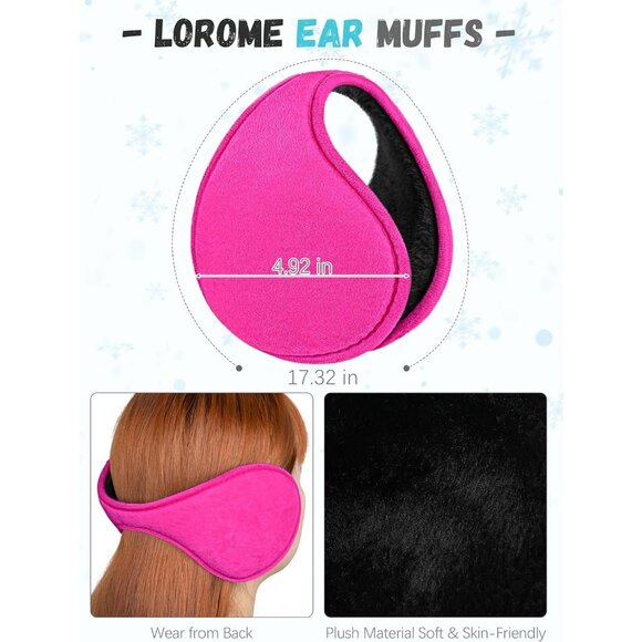 Women  Rose Red Knit Beanie Hat, Gloves, Scarf & Ear Warmer Set - Winter - Picture 5 of 6